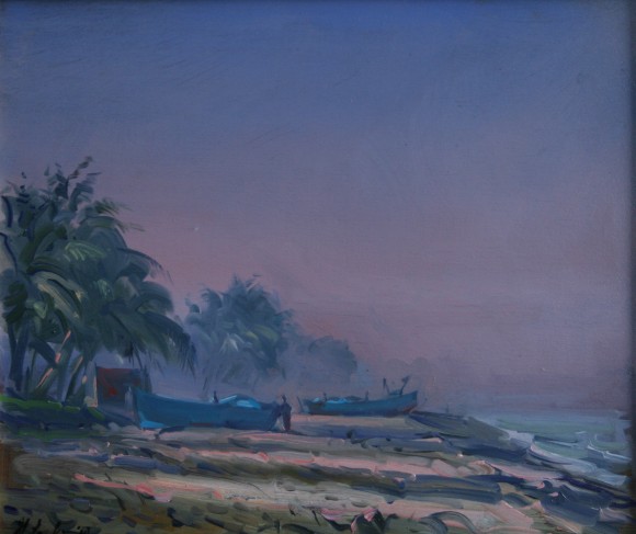 Old fishing boats on the Malabar Coast