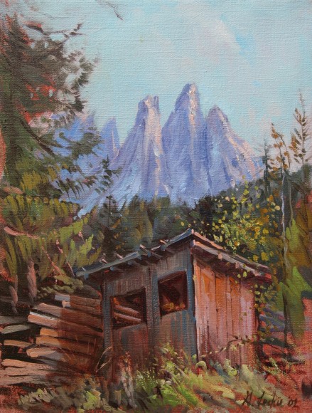 Woodshed in the Dolomites