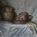 Tuscan Jug and Artichokes; oil on canvas; 50x70cm